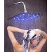 Fyeer 16" LED Rainfall Shower Head Square  Ultra-thin Luxury Bathroom Showerhead Ceiling Mounted  3-LAYER Brushed Nickel 304 Stainless Steel  Temperature Sensor 3 Colors Chaning - B01N9O69RA